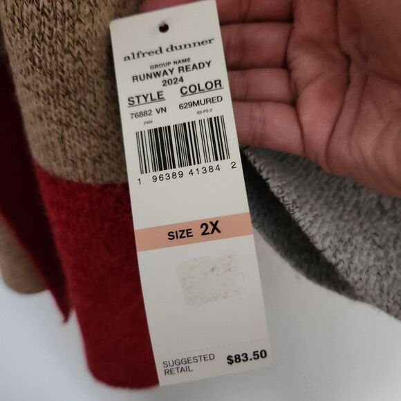 Alfred Dunner Womens Colorblock Open Front Long Cardigan Sweater Pockets Size 2X - Picture 4 of 7